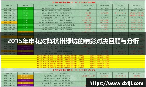 好博2015年申花对阵杭州绿城的精彩对决回顾与分析
